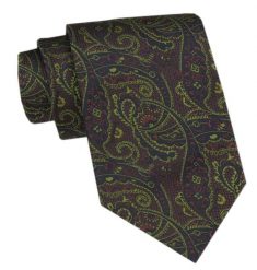 Klasyczny Krawat Męski CHATTIER - Bordo z Zielonym Akcentami. Czerwone krawaty i muchy męskie Chattier, bez wzorów, z tkaniny, eleganckie. Za 49.00 zł.