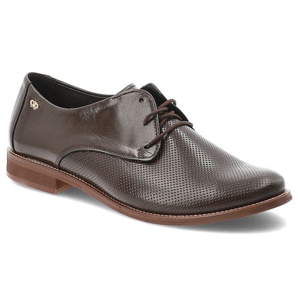 Brązowe Oxfordy Armodo Eleganckie Obuwie Damskie. Brązowe półbuty damskie Armodo, bez wzorów, ze skóry, biznesowe, bez obcasa, na obcasie. Za 331.99 zł.
