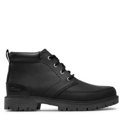 Trapery Clarks. Czarne buty zimowe męskie Clarks, bez zapięcia. Za 489.99 zł.