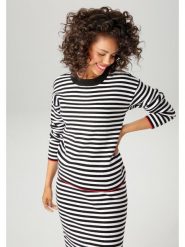 Aniston Sweter w kolorze czarno-białym rozmiar: 38. Białe swetry klasyczne damskie Aniston, bez kołnierzyka. Za 69.91 zł.