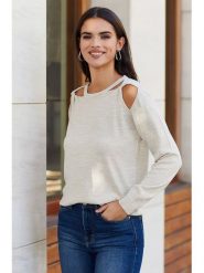 Milan Kiss Sweter w kolorze beżowym rozmiar: XL. Brązowe swetry klasyczne damskie Milan Kiss, xl, bez kołnierzyka. Za 100.99 zł.