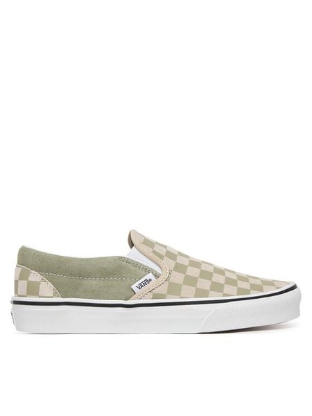 Vans Tenisówki Classic Slip-On VN000D6YFSG1 Zielony. Zielone trampki i tenisówki damskie Vans, bez wzorów, ze skóry. Za 233.99 zł.