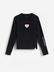 Koszulka Hello Kitty and Friends x The Powerpuff Girls - czarny. Czarne koszulki dziewczęce Reserved, bez wzorów, z bawełny, bez ramiączek. Za 45.99 zł.