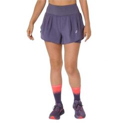 Spodenki Damskie 2 W 1. Fioletowe szorty damskie Asics, bez wzorów, sportowe. Za 323.99 zł.