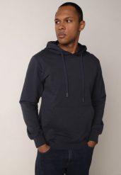 Granatowa Bluza z Kapturem i Kieszenią Typu Kangur Aqialei. Niebieskie bluzy z kapturem męskie Born2be, l, z dresówki. Za 99.99 zł.