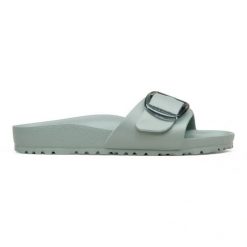 BIRKENSTOCK Madrid Big Buckle EVA Gray Taupe Klapki damskie. Szare klapki damskie Birkenstock, bez wzorów, bez obcasa. Za 219.99 zł.