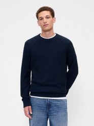 GAP Sweter w kolorze granatowym rozmiar: L. Niebieskie swetry męskie GAP, l, bez wzorów, z bawełny, bez kołnierzyka. Za 154.07 zł.