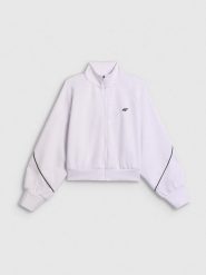 4F Bluza dresowa regular bez kaptura damska - biała M. Białe bluzy bez kaptura damskie 4f, m, z dresówki. Za 169.99 zł.