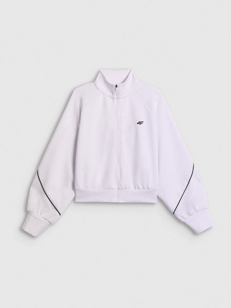 4F Bluza dresowa regular bez kaptura damska - biała M. Białe bluzy bez kaptura damskie 4f, m, bez wzorów, z dresówki, bez ramiączek, bez kaptura. Za 169.99 zł.