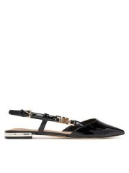 Guess Sandały FLTFR2 PAF05 Czarny. Czarne sandały damskie Guess, z aplikacjami, ze skóry, bez obcasa, na płaskiej podeszwie. Za 449.99 zł.
