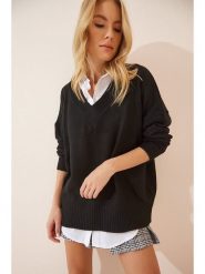 Happiness Istanbul Sweter w kolorze czarnym rozmiar: onesize. Czarne swetry klasyczne damskie Happiness Istanbul, bez kołnierzyka. Za 91.77 zł.