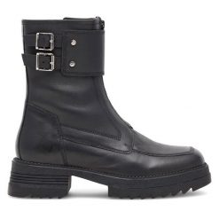 Botki Sergio Bardi. Czarne botki damskie Sergio Bardi, bez obcasa, na płaskiej podeszwie, bez zapięcia. Za 399.99 zł.