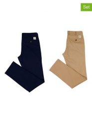 The Time of Bocha Spodnie chino (2 pary) w kolorze granatowym i beżowym rozmiar: 48. Brązowe spodnie materiałowe męskie The Time of Bocha, bez wzorów. Za 223.99 zł.