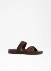 Klapki. Brązowe klapki damskie bonprix, bez wzorów, bez obcasa. Za 112.99 zł.