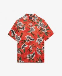 Superdry Koszula krótki rękaw Hawaiian Print Hibiscus Red. Czerwone koszule damskie Superdry., na lato, m, z aplikacjami, z bawełny, bez kołnierzyka, bez ramiączek. Za 303.05 zł.