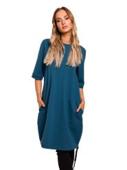 Made of emotion Sukienka w kolorze niebieskim rozmiar: M. Niebieskie sukienki damskie Made Of Emotion, m, bez wzorów, bez kołnierzyka, bez ramiączek, mini. Za 198.95 zł.