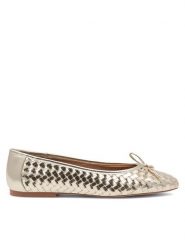 Nine West Baleriny 123AL1260 Złoty. Żółte baleriny damskie Nine West, bez wzorów, ze skóry, bez obcasa. Za 119.99 zł.