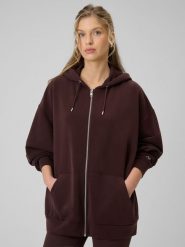 4F Bluza dresowa oversize z modalem damska - brązowa L. Brązowe bluzy z kapturem damskie 4f, l, z dresówki. Za 269.99 zł.