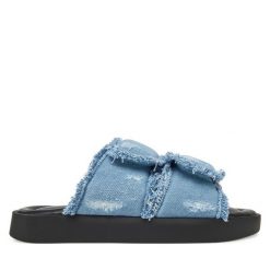 Klapki Inuikii. Niebieskie klapki damskie Inuikii, bez wzorów, z jeansu, bez obcasa. Za 869.99 zł.