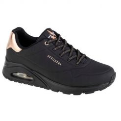 Buty do chodzenia damskie Skechers Uno Shimmer Away. Czarne buty sportowe na co dzień damskie Skechers, bez wzorów, z gumy, trekkingowe. Za 289.00 zł.