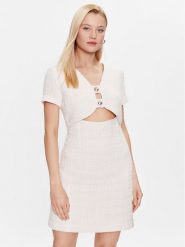 Pinko Sukienka codzienna 100946 A0UO Écru Regular Fit. Sukienki damskie Pinko, na co dzień, bez wzorów, z bawełny, bez kołnierzyka, bez ramiączek, proste. Za 779.99 zł.