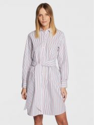 Tommy Hilfiger Sukienka koszulowa WW0WW37116 Biały Regular Fit. Białe sukienki damskie Tommy Hilfiger, bez wzorów, z bawełny, bez kołnierzyka, bez ramiączek, koszulowe. Za 779.99 zł.