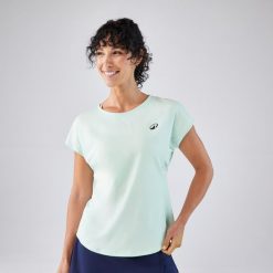 Koszulka tenisowa z okrągłym dekoltem damska Artengo Dry. Fioletowe bluzki damskie KUIKMA, xl, bez wzorów, z elastanu, bez kołnierzyka. Za 59.99 zł.