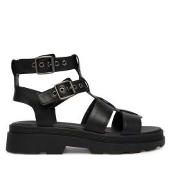 Sandały Clarks. Czarne sandały damskie Clarks, bez wzorów, bez obcasa, na płaskiej podeszwie. Za 389.99 zł.