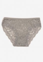 Szare Koronkowe Majtki Typu Figi z Elastycznej Bawełny Pleonta. Szare figi damskie Born2be, l, bez wzorów, z bawełny. Za 4.99 zł.