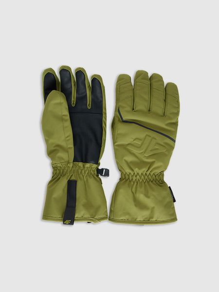 4F Rękawiczki narciarskie Thinsulate z membraną NeoDry męskie - khaki L. Brązowe rękawiczki męskie 4f, na zimę, bez wzorów, z materiału. Za 149.99 zł.