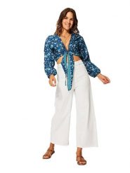 Ipanima Bluzka w kolorze granatowo-turkusowym rozmiar: 34/36. Niebieskie bluzki damskie Ipanima, bez wzorów, bez kołnierzyka, bez ramiączek. Za 43.99 zł.