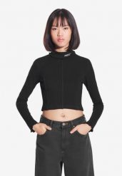 Koszulka sportowa damska Prosto Turtleneck Ribbed z długim rękawem. Czarne bluzki sportowe damskie Prosto., m, z bawełny, bez kołnierzyka, bez ramiączek. Za 118.99 zł.