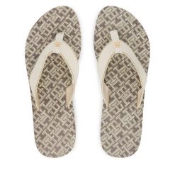 Japonki Tommy Hilfiger. Białe klapki damskie Tommy Hilfiger, bez wzorów, bez obcasa. Za 170.99 zł.