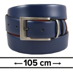 Pasek Dwustronny do Spodni Granatowo-Brązowy 105 cm, Elegancki, Męski, Skórzany -VICTORIO. Brązowe paski męskie Victorio, bez wzorów, ze skóry, eleganckie. Za 99.00 zł.