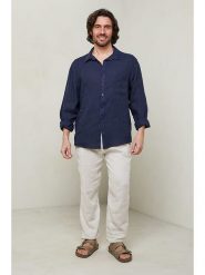Lin Passion Koszula w kolorze granatowym rozmiar: M/L. Niebieskie koszule męskie Lin Passion, l, bez wzorów, z bawełny, bez kołnierzyka, bez ramiączek. Za 144.95 zł.