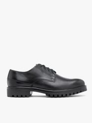 Czarne skórzane półbuty. Czarne buty wizytowe męskie Ryłko, ze skóry, bez zapięcia. Za 499.99 zł.