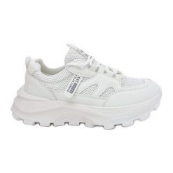 Evento Buty Sportowe Sneakersy Damskie Na Grubej Podeszwie Białe. Białe obuwie treningowe damskie na fitness i siłownię. Za 160.24 zł.
