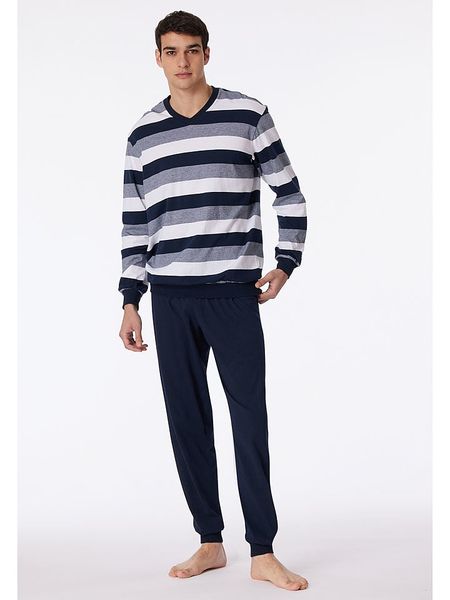 Schiesser Piżama w kolorze granatowym rozmiar: 50. Niebieskie piżamy męskie Schiesser, bez wzorów, z bawełny, bez ramiączek. Za 148.26 zł.