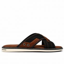 Klapki męskie Wrangler CALVIN SLIDER MEN LOW. Brązowe klapki i japonki męskie Wrangler, z materiału. Za 149.00 zł.