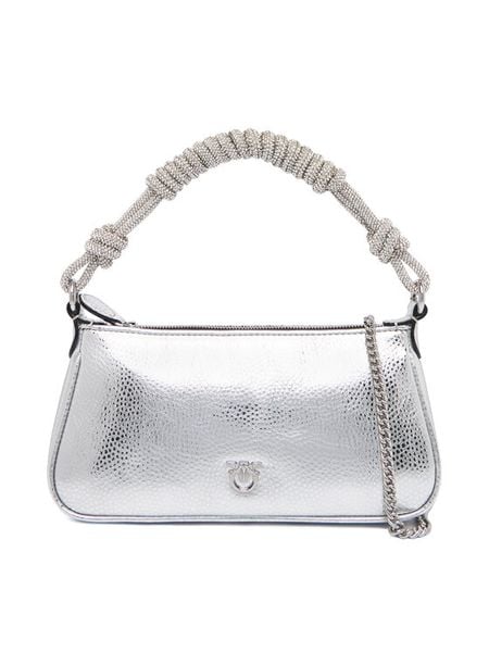 PINKO Torebka Half Moon Baguette Mini AI 25-26 PLTT 105915 A2WD Srebrny. Szare torebki klasyczne damskie Pinko, bez wzorów, ze skóry, wizytowe, bez kołnierzyka, bez ramiączek. Za 759.99 zł.