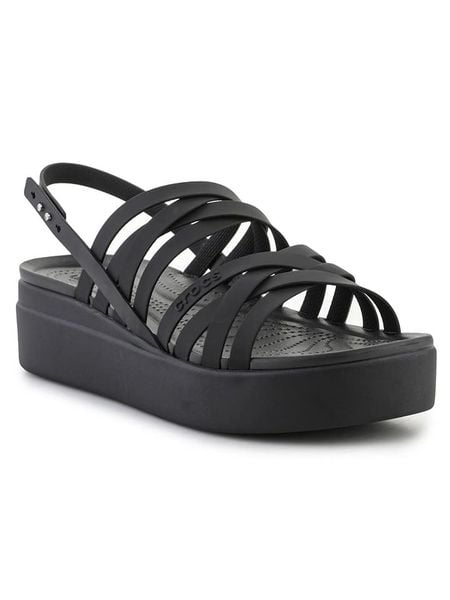 Crocs Sandały "Brooklyn Strappy" w kolorze czarnym rozmiar: 38/39. Czarne sandały damskie Crocs, bez wzorów, bez obcasa, na koturnie. Za 123.25 zł.