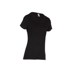 Koszulka Gym & Pilates 500 damska. Niebieskie bluzki sportowe damskie DOMYOS, xs, bez wzorów, z bawełny, bez kołnierzyka. W wyprzedaży za 19.99 zł.