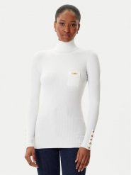 Elisabetta Franchi Golf MK-11B-56E2-V290 Biały Slim Fit. Białe golfy damskie Elisabetta Franchi, bez wzorów, z syntetyku, bez ramiączek. Za 1,199.00 zł.