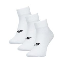 Skarpety 4F 3-pak, bawełniane, bezszwowe, za kostkę. Białe skarpetki damskie 4f, bez wzorów, z bawełny. Za 45.99 zł.
