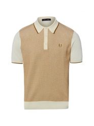 Fred Perry koszulka polo z dzianiny Mężczyźni beżowy, M. Brązowe koszulki polo męskie Fred Perry, m, bez wzorów, z bawełny, bez ramiączek. Za 799.95 zł.
