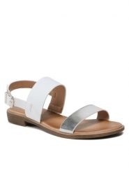 Clara Barson Sandały WS6112-01 Biały. Białe sandały damskie Clara Barson, bez wzorów, ze skóry, bez obcasa, na płaskiej podeszwie. Za 79.99 zł.