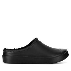 Klapki Hunter. Czarne klapki damskie Hunter, bez wzorów, bez obcasa. Za 249.99 zł.