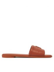 Tommy Hilfiger Klapki Th Logo Hardware Leather Mule FW0FW08806 Brązowy. Brązowe klapki damskie Tommy Hilfiger, bez wzorów, ze skóry, bez obcasa. Za 289.99 zł.