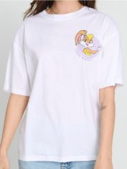 Koszulka z nadrukiem Looney Tunes - biały. Białe t-shirty damskie Sinsay, l, bez wzorów, bez kołnierzyka. W wyprzedaży za 27.99 zł.