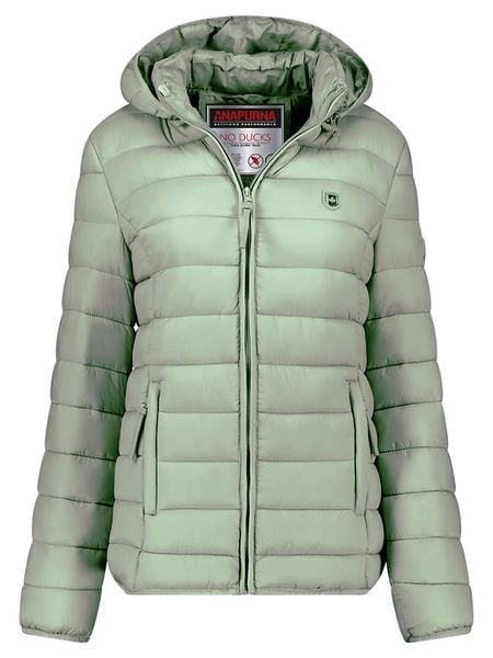 ANAPURNA Kurtka pikowana "Akitalana Hood" w kolorze miętowym rozmiar: M. Zielone kurtki damskie ANAPURNA, m, bez wzorów, bez kaptura. Za 160.96 zł.
